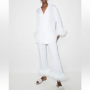Sleeper Feather Trim Pajama Set